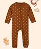The Mom Store Full Sleeves Bear Printed Sleepsuit - Brown