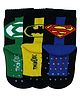 SOCKSXPRESS Cotton Pack Of 3 DC Comics Featuring Characters Logo Designed Antiskid Socks - Black Blue & Yellow