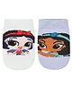 SOCKSXPRESS Cotton Disney Princesses Featuring Pack Of 2 Characters Designed Anti Skid Socks - White & Purple
