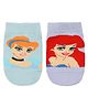SOCKSXPRESS Cotton Disney Princesses Featuring Pack Of 2 Characters Designed Anti Skid Socks - Blue & Purple
