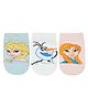 SOCKSXPRESS Cotton Disney Frozen Featuring Pack Of 3 Characters Designed Anti Skid Socks - Blue White & Pink
