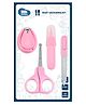 Kids Station 4 in 1 Portable Manicure Grooming Kit For New Born Baby - Nail Cutter - Rounded Scissors - Baby Nail Filer - Tweezer - Kids Accessories Set - Ideal for Travelling & Home Use - Perfect Nursery Gift - (Pink)