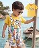 Babyhug Single Jersey Knit Ship Printed Dungaree Half Sleeves Inner Tee - Yellow
