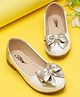 Tiny Bugs Bow Applique Detailed Ballerinas - White & Gold