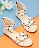Tiny Bugs Pyramid Shaped Stones Embellished Gladiator Sandals - White