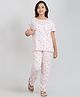 Taatoom Cotton Jersey Knit Half Sleeves Macaroons Printed Coordinating Tee & Pajama Set - Pink