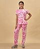 Taatoom Cotton Jersey Knit Half Sleeves Tie Dye Coordinating Tee & Pajama Set - Pink