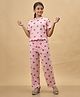 Taatoom Cotton Jersey Half Sleeves Polka Dots Pritned Coordinating Tee & Pajama Set - Pink
