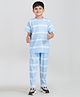 Taatoom Cotton Jersey Knit Half Sleeves Tie Dye Striped Coordinating Tee & Pajama Set - Light  Blue