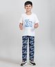 Taatoom Cotton Jersey Knit Half Sleeves Stay Pawsitive Text & Tigers Printed Coordinating Tee Pajama Set - White