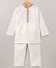 Pehanaava Cotton Blend Full Sleeves Placket Embroidered Kurta & Pyjama Set - White