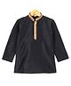 Pehanaava Cotton Blend Full Sleeves Placket Lace Embellished Kurta - Black