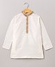 Pehanaava Cotton Blend Full Sleeves Placket Lace Embellished Kurta - White