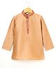 Pehanaava Cotton Blend Full Sleeves Placket Embroidered Kurta - Golden