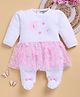 Wonderchild Interlock Full Sleeves Butterfly Embroidered Floral & Bow Applique Detailed Sequins Embellished Romper - White