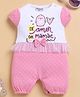 Wonderchild Interlock Cap Sleeves Polka Dots Printed Bow Applique Detailed Romper - White & Coral