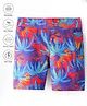 Pine Active Super Stretch Knee Length Cycling Shorts With Tropical Print - Blue