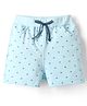 Evimo Looper Knit Knee Length Shorts With Polka Dots Print - Light Blue