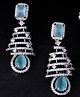 VALLEY OF JEWELLERY - Silver Plated Mint Green AD Stone Studded Dome Shaped Earrings - Sea Green