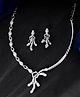 VALLEY OF JEWELLERY - Silver Plated AD Stone Studded Designer Necklace With Earrings Set - Silver