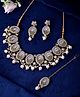 VALLEY OF JEWELLERY - Gold Plated Kundan Stone Studded White Necklace with Maang Tikka And Earrings Set - Gold