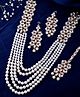 VALLEY OF JEWELLERY - Pearl And Kundan Studded Long Necklace with Earrings And Maang Tikka Set -White