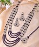 VALLEY OF JEWELLERY - Purple Beaded With Stone Studded Long Jewellery Set - Purple