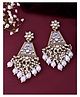 VALLEY OF JEWELLERY - Gold Plated Kundan Studded Contemporary Earrings - White