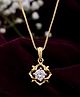 VALLEY OF JEWELLERY - Gold Plated Flower Shaped AD Studded Pendant With Chain - Gold