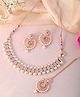 VALLEY OF JEWELLERY - Gold Plated Stone And White Beaded Choker Jewellery Set With Maang Tikka - Gold