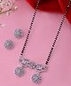 VALLEY OF JEWELLERY - Silver Plated AD Stone Studded Designer Necklace Set - Silver