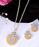 VALLEY OF JEWELLERY - DUAL Toned AD-Studded Designer Coin Chain Set - Gold