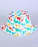 Babyhug Disney Cotton Woven Summer Cap With Mickey Mouse Family Print White - Diameter 16.2 cm