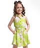 OLLINGTON ST. Woven Textured Floral Printed Halter Neck Sleeveless Top & Skirt Set  - Limegreen