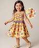 Babyhug Woven Sleeveless Rayon Printed Frock with Smocking Detailing - Yellow