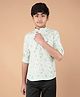 CRIMSOUNE CLUB Linen Full Sleeves Floral Printed Kurta - Green