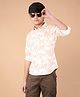 CRIMSOUNE CLUB 100% Cotton Full Sleeves Leaves Printed Shirt - Peach