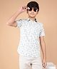CRIMSOUNE CLUB 100% Cotton Half Sleeves Leaves Printed Shirt - Blue