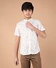CRIMSOUNE CLUB Cotton Half Sleeves Floral Printed Shirt - Beige