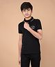 CRIMSOUNE CLUB Cotton Half Sleeves Brand Name Printed Polo Tee - Black
