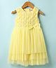 Kookie Kids Woven Sleeveless Party Frock With Floral Lace Detailing - Yellow