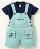 Dapper Dudes Embosis Hosiery Typography Printed Dungaree With Half Sleeves Tee - Grey