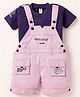 Dapper Dudes Embosis Hosiery Typography Printed Dungaree With Half Sleeves Tee - Purple