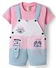 Dapper Dudes Embosis Hosiery Vehicle Printed Cut & Sew Dungaree With Half Sleeves Tee - Pink