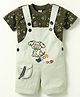 Dapper Dudes Embosis Hosiery Dog Patch Embroidered Dungaree With Half Sleeves Tee - Grey