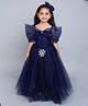 PinkChick Sleeveless Snowflake Applique Detailed Sequins Embellished Gown -  Navy Blue