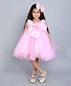 PinkChick Satin  Sleeveless Bow Applique Detailed Dress - Pink