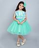 PinkChick Sleeveless Striped Floral Applique & Ruffle Detailed Dress - Sea Green