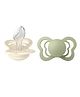 Bibs Couture Silicone Anatomical Pacifier Nipple Size 2 Pack of 2 - Ivory/Sage