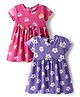 Babyhug Single Jersey Knit Half Sleeves Frocks with Ship & Floral Print Pack of 2 - Pink & Violet